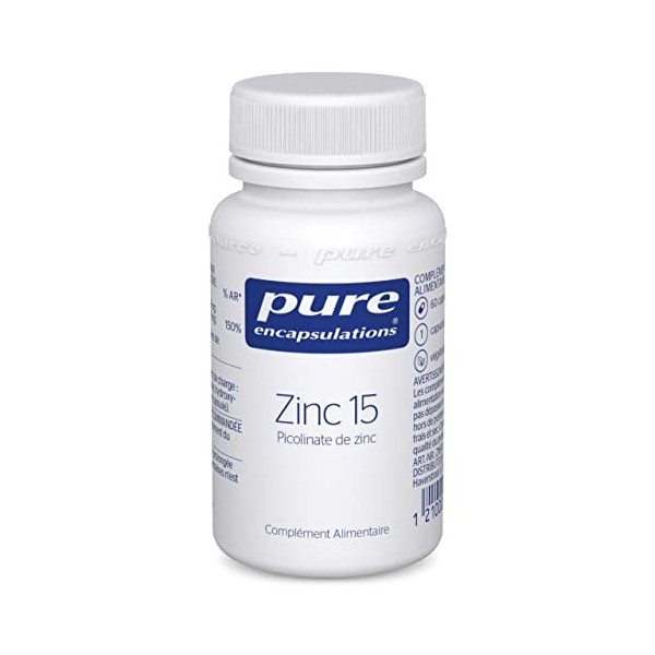 Pure Encapsulations - Zinc 15 - Picolinate de Zinc 15mg - Formule Hautement Absorbable - Soutien au Fonctionnement Normal du 