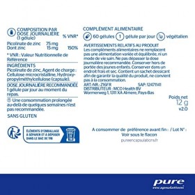 Pure Encapsulations - Zinc 15 - Picolinate de Zinc 15mg - Formule Hautement Absorbable - Soutien au Fonctionnement Normal du 