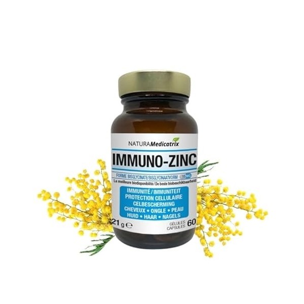 Immuno-Zinc -60 gélules capsules -* Forte concentration - 18 beinfaits reconnue par lEFSA- Immunité et protection cellulaire