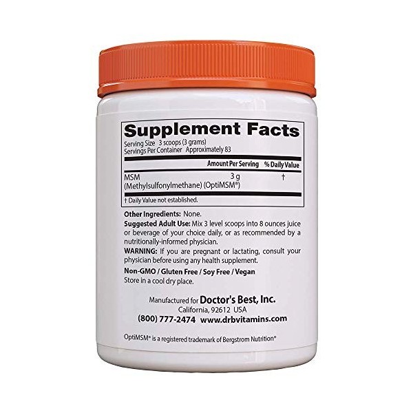 Doctors Best MSM with OptiMSM Vegan, Powder - 250g