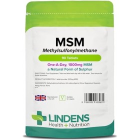 lindens MSM 1000MG Comprimés Méthylsulfonylméthane 90 Pack GB fabricant Adapté pour les végétaliens et végétariens