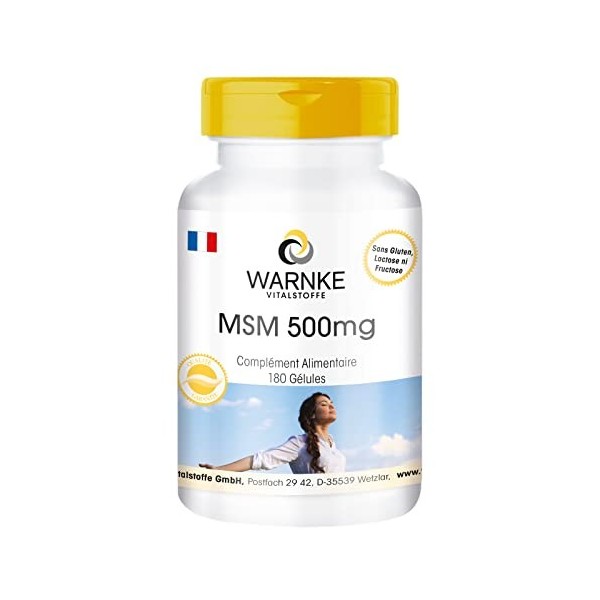 MSM 500mg - 180 gélules - Méthyl Sulfonyl Méthane | Warnke Vitalstoffe