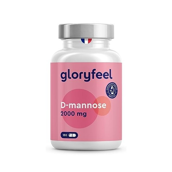 D-Mannose Pur 2 000mg par Dose Quotidienne Fortement Dosée, 180 Capsules, 100% Végétalien et Naturel, Hautement Biodisponible