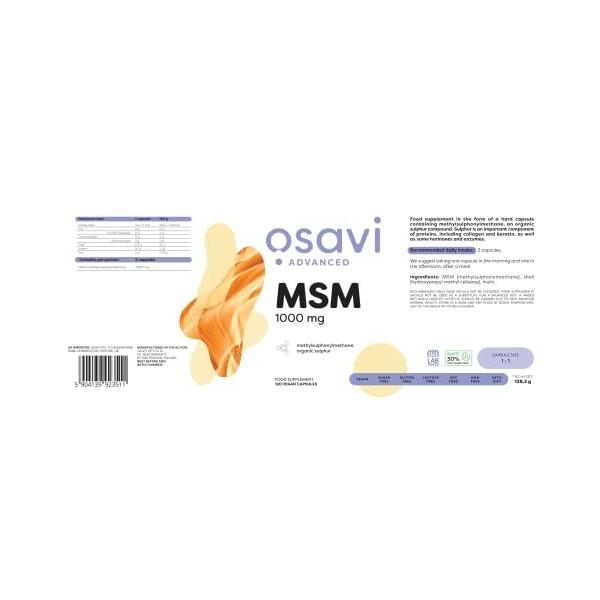 Osavi MSM, 1000mg - 120 vcaps