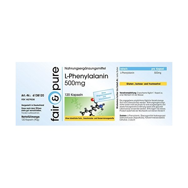 Fair & Pure® - L-Phénylalanine 500mg - végan - 120 gélules