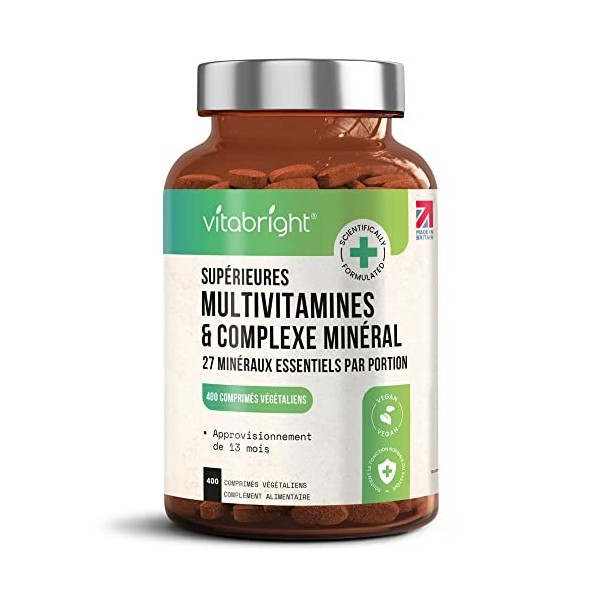 Multivitamines et Minéraux - 400 Comprimés Multivitamines Végétaliens - Approvisionnement 13 mois - 27 Vitamines et Minéraux 