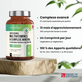 Multivitamines et Minéraux - 400 Comprimés Multivitamines Végétaliens - Approvisionnement 13 mois - 27 Vitamines et Minéraux 