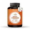 Multivitamines et Minéraux - 25 nutriments - Cure 6 mois - Vitamines A B C D E Zinc et Fer - Multivitamines Homme et Femme Én