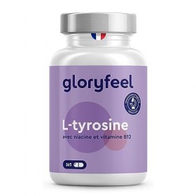 L-Tyrosine avec Niacine et Vitamine B12 365 Capsules , 1000 mg par Dose Quotidienne, Complément Alimentaire, Hautement Dosée