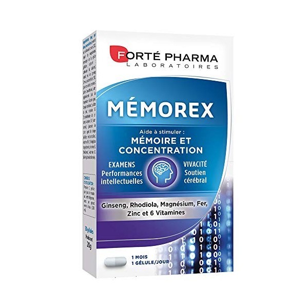 Forté Pharma - Mémorex | Concentration Memoire Adulte, Stress - Complement Alimentaire - Vitamines, Minéraux et Plantes - Rho