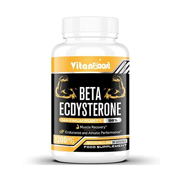Supplément de bêta ecdystérone 1200 mg | Augmente la masse musculaire maigre, la performance physique, la force et la synthès