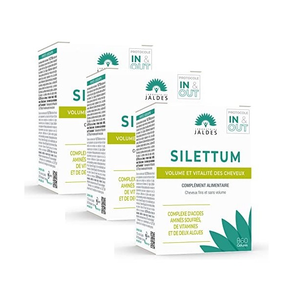 SILETTUM GÉLULES Lot 2+1 Offert Fourreau 180 Gélules | Redonne beauté, vitalité et volume aux cheveux | Pour les cheveux te