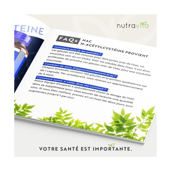 NAC N-acétyl-cystéine 600 mg - 150 capsules Végan - 5 mois dapprovisionnement - Haute biodisponibilité et absorption rapide 