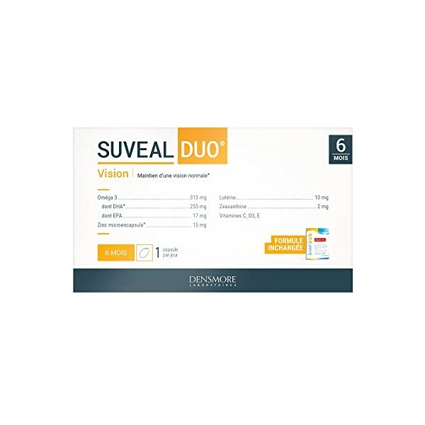 Densmore - SUVEAL Duo - Complément Alimentaire Ophtalmologique à base de DHA Oméga 3 , Lutéine, Zéaxanthine, Vitamines et Zi