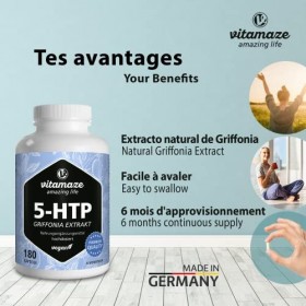 Griffonia 5 HTP 667 mg pour 6 Mois - Capsules DExtrait de Graines de Griffonia - Calme et Repos -180 Gélules Vegan - Ingrédi