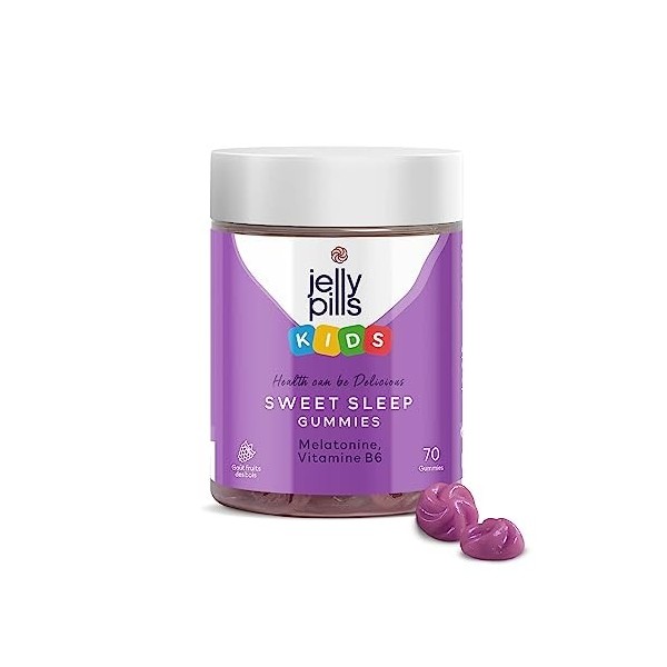 Jelly Pills® Mélatonine 70 Gummies avec Vitamin B6 Enfants - Sans Sucres Ajoutés - 0,5 mg par dose journalière de mélatonine 