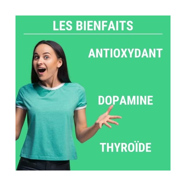 L-TYROSINE | Dopamine Antioxydant Peau | 660 MG par portion | 60 gélules | Complement alimentaire | Fabriqué en France