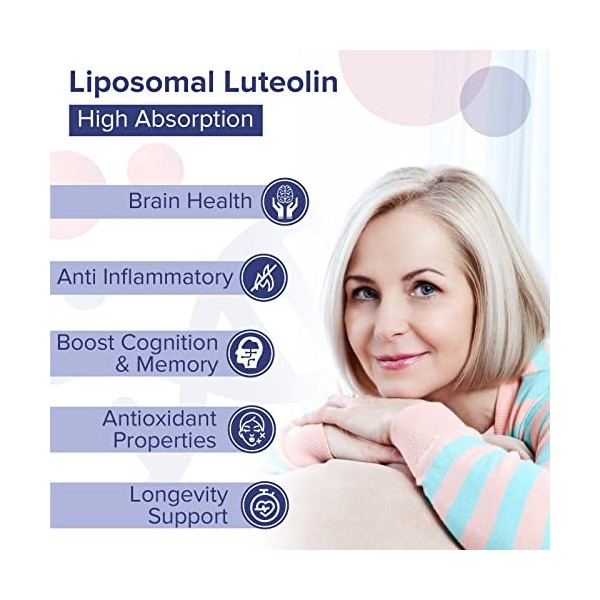 Lutéoline Liposomale Gélules 500 mg, Absorption Maximale, Flavonoïde Hautement Dosé, Complément Antioxydant, Sans Soja, Non-G