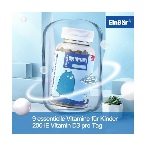 Oursons gommeux multivitaminés pour enfants et adultes EinBear Essentiels et minéraux de A à Z Renforcent le système immunita