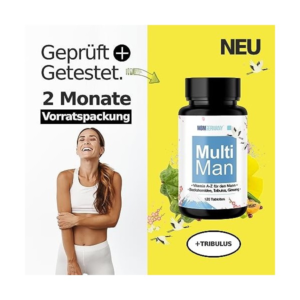 Multivitamines spécialement pour lhomme [TRIBULUS] ginseng sibérien + testé en laboratoire en Allemagne