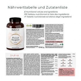 Period Support 90 capsules - Complément alimentaire pour les règles et la menstruation - Nutri + vitamines féminines végétale
