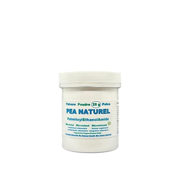 POUDRE 25 g PEA Naturel Palmitoyléthanolamide micronisé de qualité supérieure - 62 capsules de 400 mg - dosage pour 3 semain