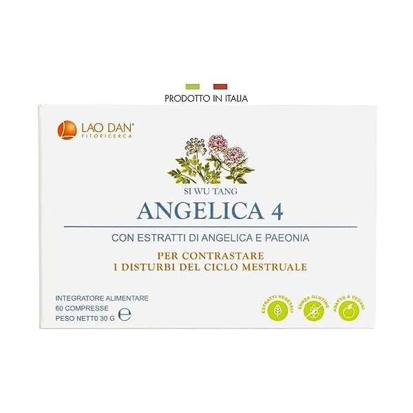 ANGELICA 4 par Fitoricerca Lao Dan® | formule traditionnelle pour contrer les TROUBLES DU CYCLE MENSTRUEL | 4 ingrédients syn