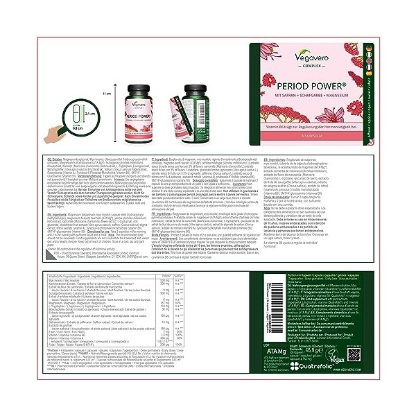 Confort Menstruel | SPM + Règles Douloureuses | Avant et Pendant Les Menstruations | Inositol, Gattilier, Fer, Tryptophane + 