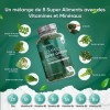 Super Greens, 90 Gummies Vegan - 8 Super Aliments Verts Green Superfood , Moringa, Chlorella Chlorophylle , Herbe d’Orge, É