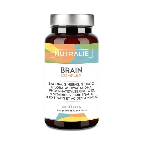 Nootropique Brain Focus - Memoire Booster - Concentration - Énergie - Vivacité Mentale - Ginkgo Biloba, Bacopa Monnieri, Chol