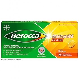 Berocca® Immunité Flash Sélénium, Fer + Berocca® Energie Orange - Multivitamines et Minéraux - Vitamine C et D - Zinc - Compl