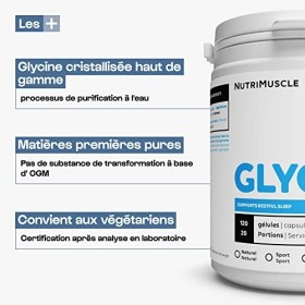 Glycine Cristallisée 100% pure | 400 Gélules | Sans OGM • Convient aux végétariens • Prévention des blessures • Santé des art