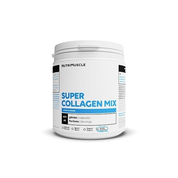 Mix Collagène Type 1 & 2 - Super Collagen Mix | Santé des Articulations et Tendons • Qualité brevetée • Jeunesse de la peau •