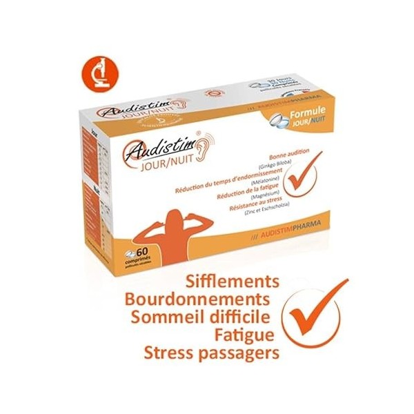 Audistimpharma - AUDISTIM JOUR/NUIT Bourdonnements - acouphènes - Lot de 3 Boites de 60 Comp. 3 