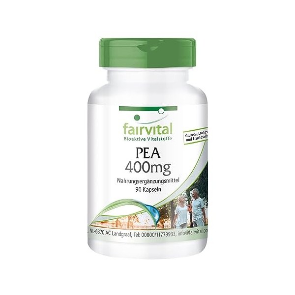 Fairvital | PEA 400 mg - 90 gélules - Pour 3 mois - Qualité testée - dosage sûr - 100% végan - Made in Germany