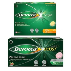 Berocca® Energie Orange + Berocca® Boost Guarana Caféine - Multivitamines - Aide à réduire la fatigue - Vitamine C, B et Miné