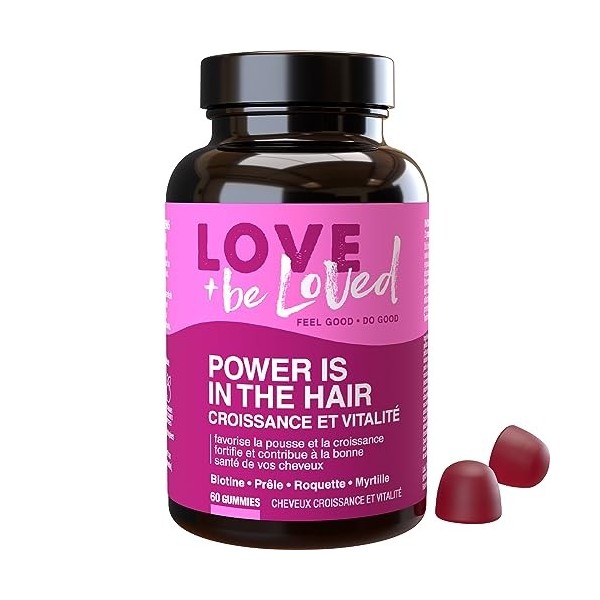 Love and be Loved | Gummies Pousse des Cheveux “Power is in the Hair” | 3x60 Gommes | Cure de 3 Mois | Complément Alimentaire