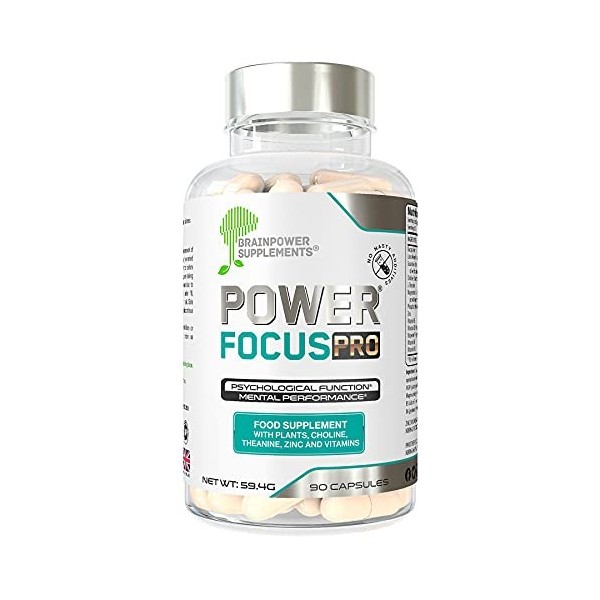 "PowerFocus Pro® 1 Complément nootropique à base de plantes pour le cerveau avec vitamines et minéraux | Choline, Bacopa Mon