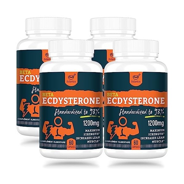 Solavica Beta Ecdysterone Supplément 1200mg -98% Ecdysterone de pureté maximale pour la construction musculaire maigre et les