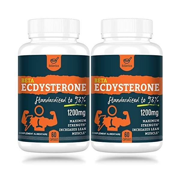 Solavica Beta Ecdysterone Supplément 1200mg -98% Ecdysterone de pureté maximale pour la construction musculaire maigre et les