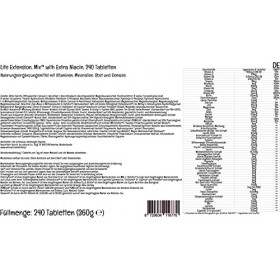 Life Extension, Multivitamin Mix avec Niacine Supplémentaire, 240 Comprimés, Testé en Laboratoire, Sans Gluten, Sans Soja, Sa