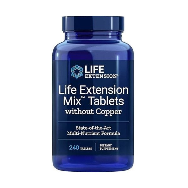 Life Extension, Multivitamin Mix Mélange de Multivitamines Sans Cuivre, 240 Comprimés, Testé en Laboratoire, Sans Gluten, S