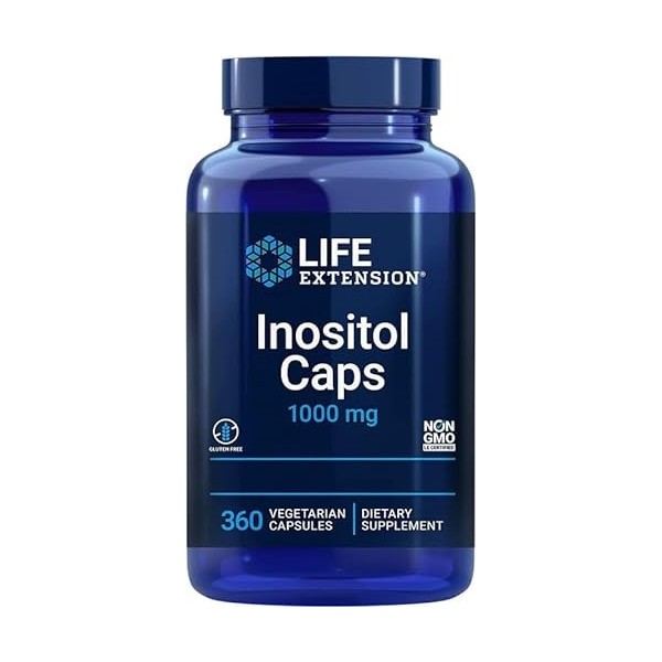 Life Extension, Inositol Caps, 1000mg par Capsule, Hautement Dosé, 360 Capsules végétaliennes, Testé en Laboratoire, Végétari