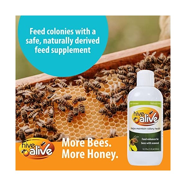 HiveAlive 500ml - Ajoutez Simplement au sirop pour Plus dabeilles, Plus de Miel, amélioration de la Survie en Hiver, amélior