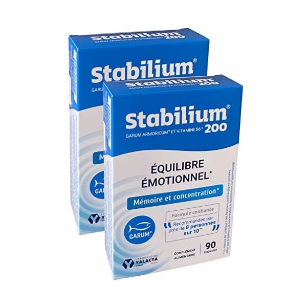 Yalacta - Stabilium 200-90 capsules molles - Mémoire Concentration Equilibre psycho-émotionnel - Lot de 2 boites de 90 Capsul