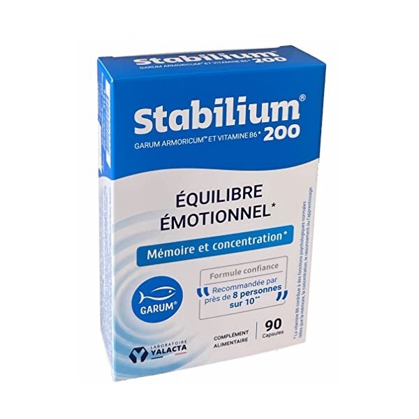 Yalacta - Stabilium 200-90 capsules molles - Mémoire Concentration Equilibre psycho-émotionnel - Lot de 2 boites de 90 Capsul