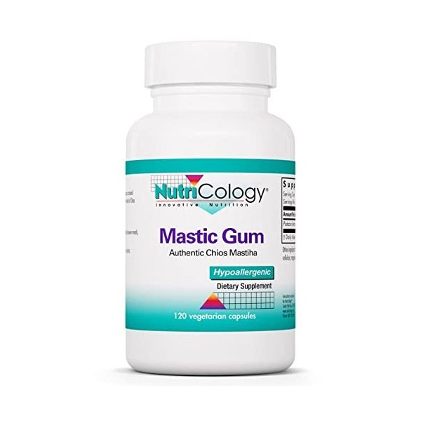 Nutricology, Mastic Gum Mastix , 500mg, 120 Capsules végétaliennes, Testé en Laboratoire, Végétarien, Sans Gluten, Sans Soja