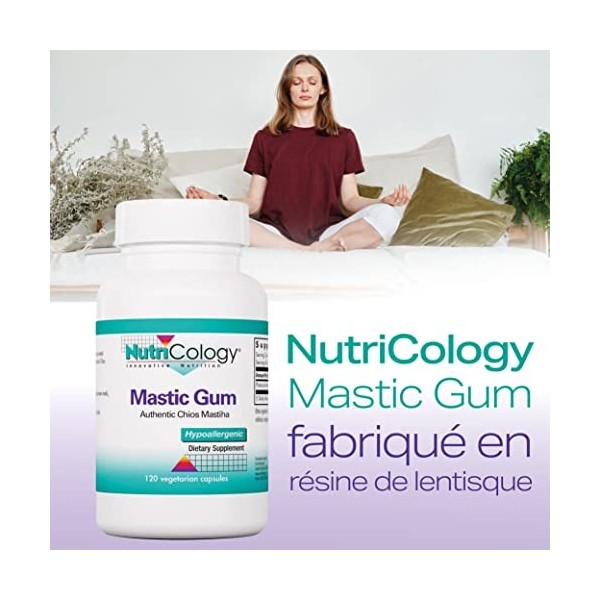 Nutricology, Mastic Gum Mastix , 500mg, 120 Capsules végétaliennes, Testé en Laboratoire, Végétarien, Sans Gluten, Sans Soja