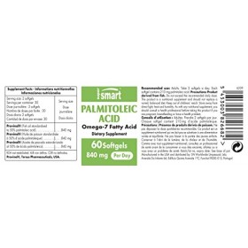 Acide palmitoléique 840 mg par jour - Oméga 7 Breveté Provinal® - Huile de Poisson - Supplément pour la peau - Soutient les