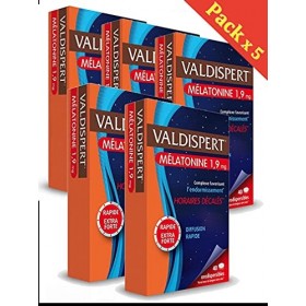 Valdispert Horaires décalés&nbsp;Complexe favorisant l’endormissement Mélatonine orodispersible 1,9&nbsp;mg Lot de 5 Boites